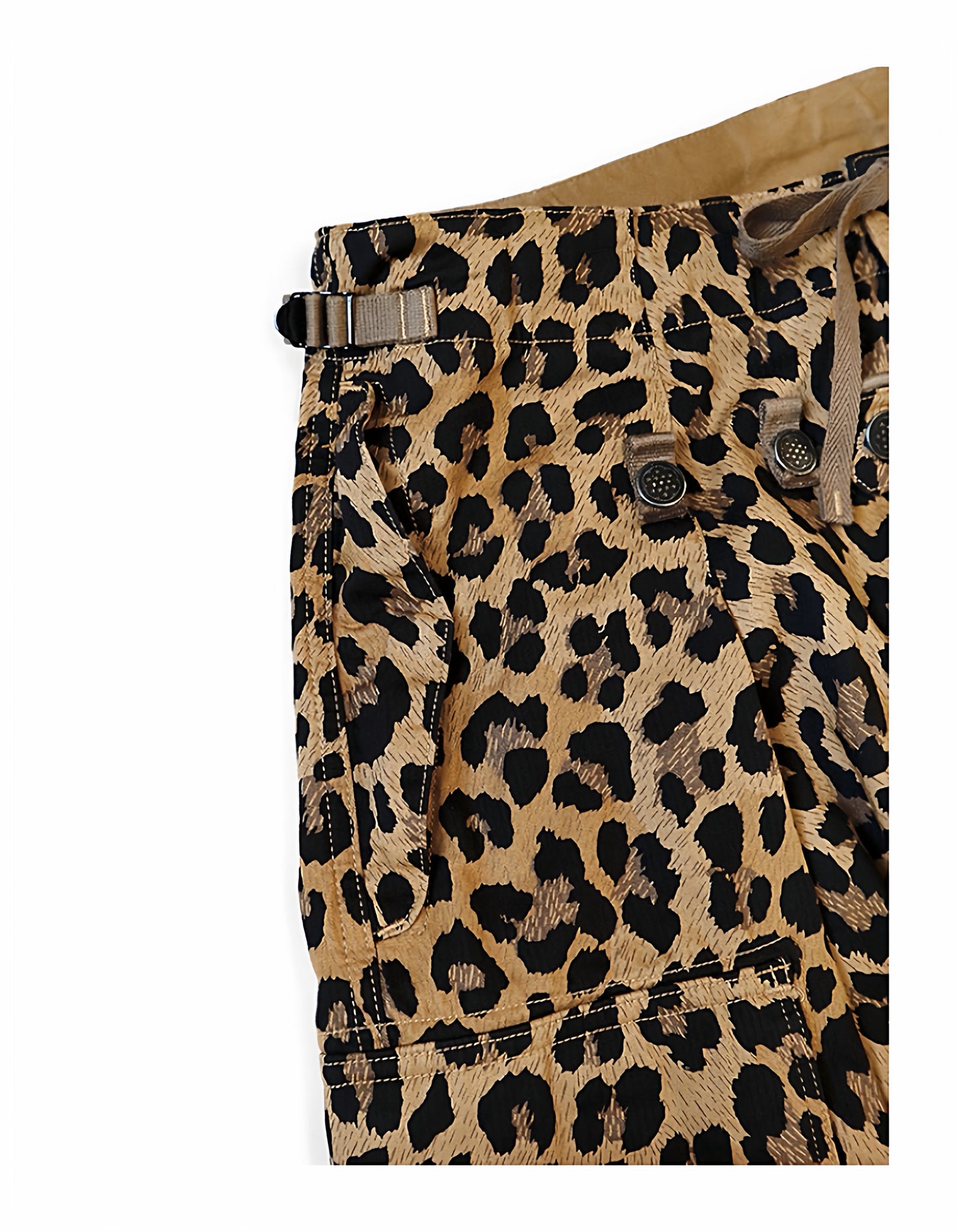 25AW Japanese Retro Casual Leopard Print Cargo Paratrooper Pants Casual Long Pants