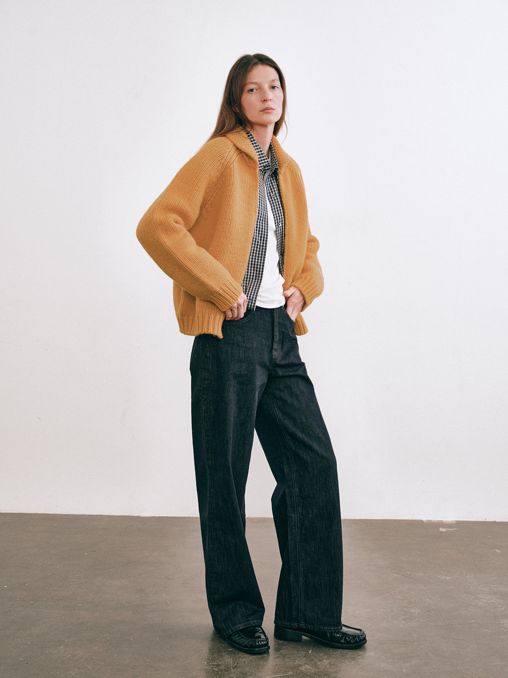 Shyshy Hand-Playing Knitting Needle-Sense Loom Retro Peter Pan Collar Four-Color 100% Wool Thick Stick Sweater Cardigan