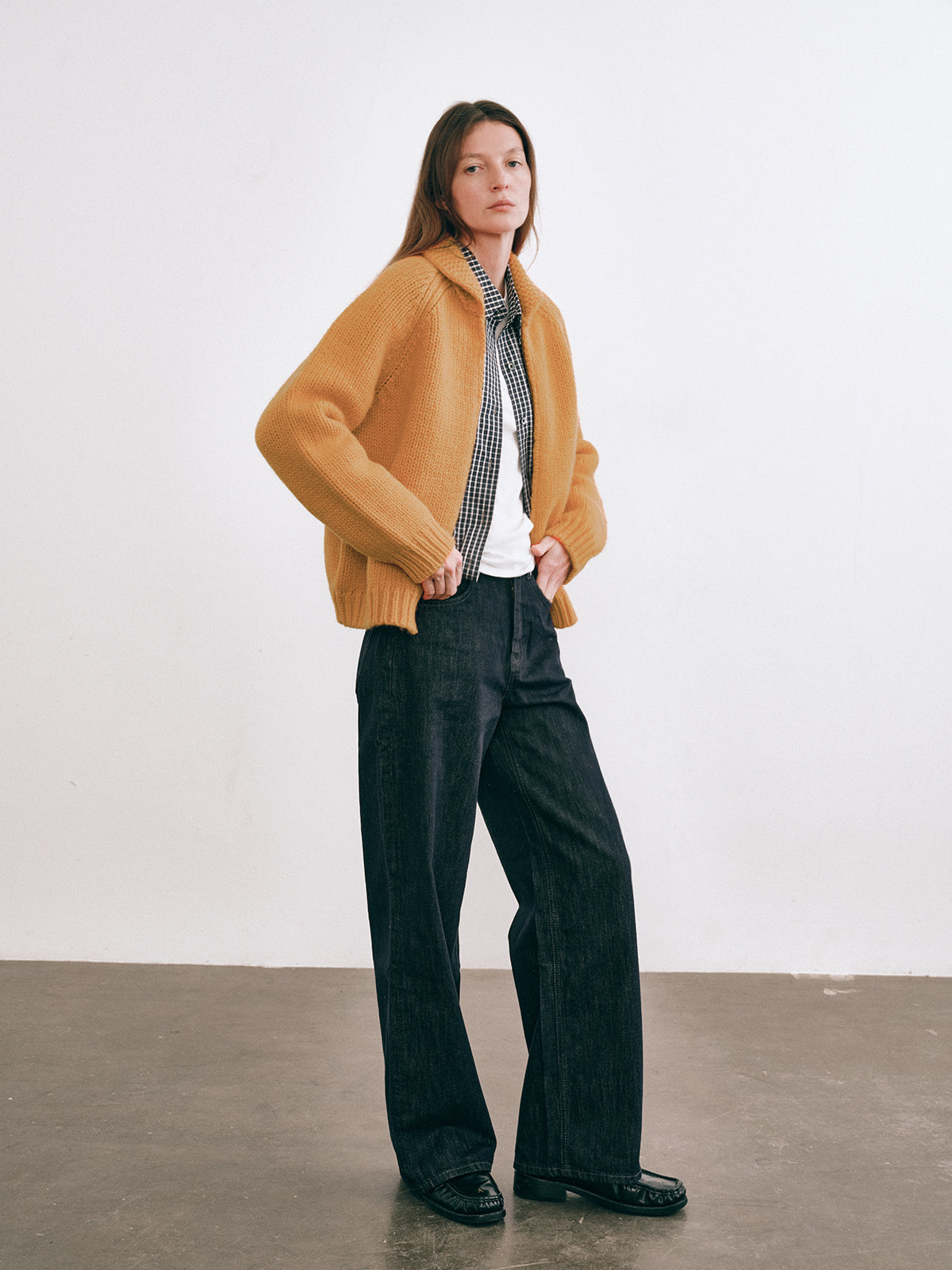 Shyshy Hand-Playing Knitting Needle-Sense Loom Retro Peter Pan Collar Four-Color 100% Wool Thick Stick Sweater Cardigan