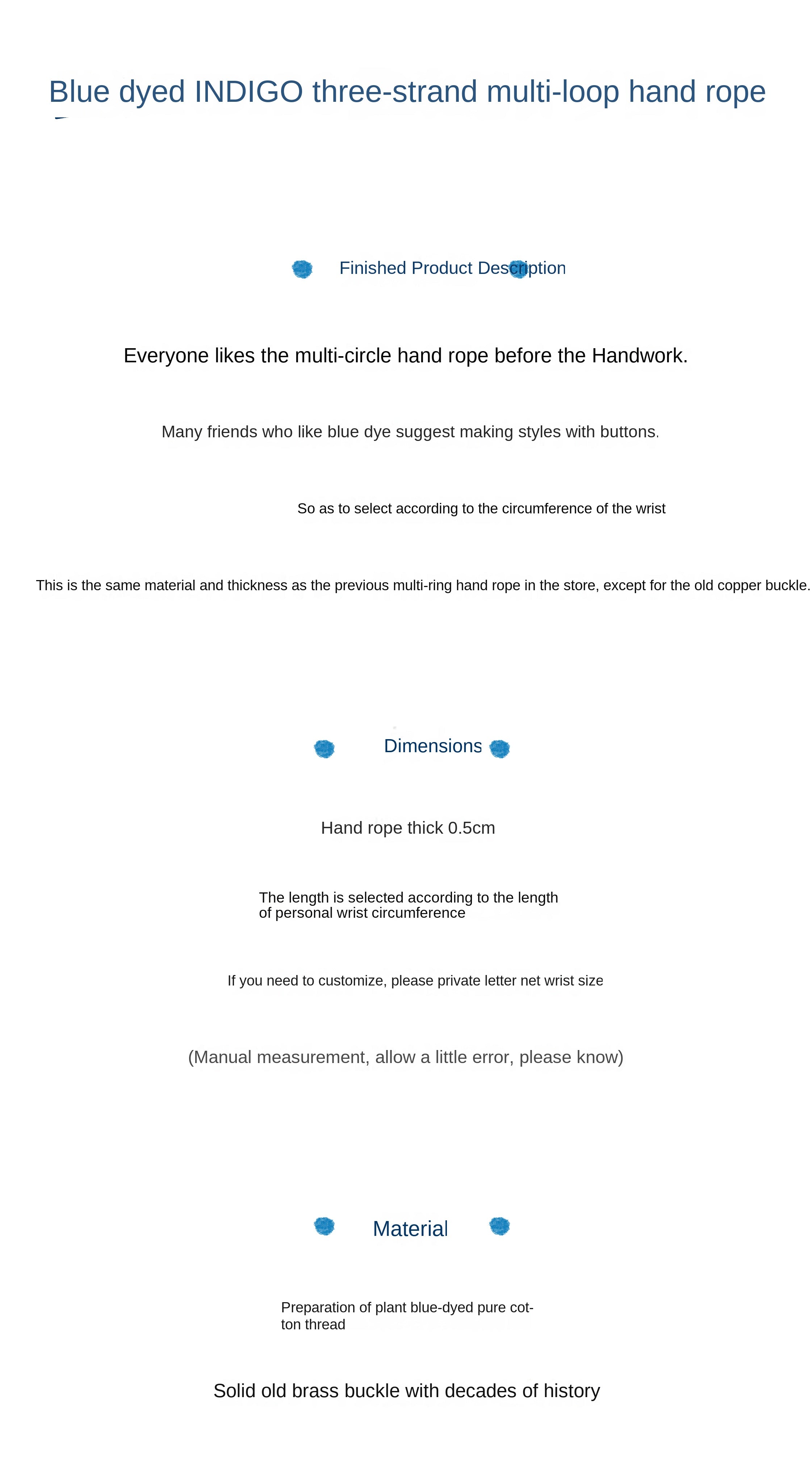 Original Blue Dyed Bracelet Chinese Retro INDIGO Tie-Dye Bracelet Multi-Turn Three-Strand Braided Couple Bracelet