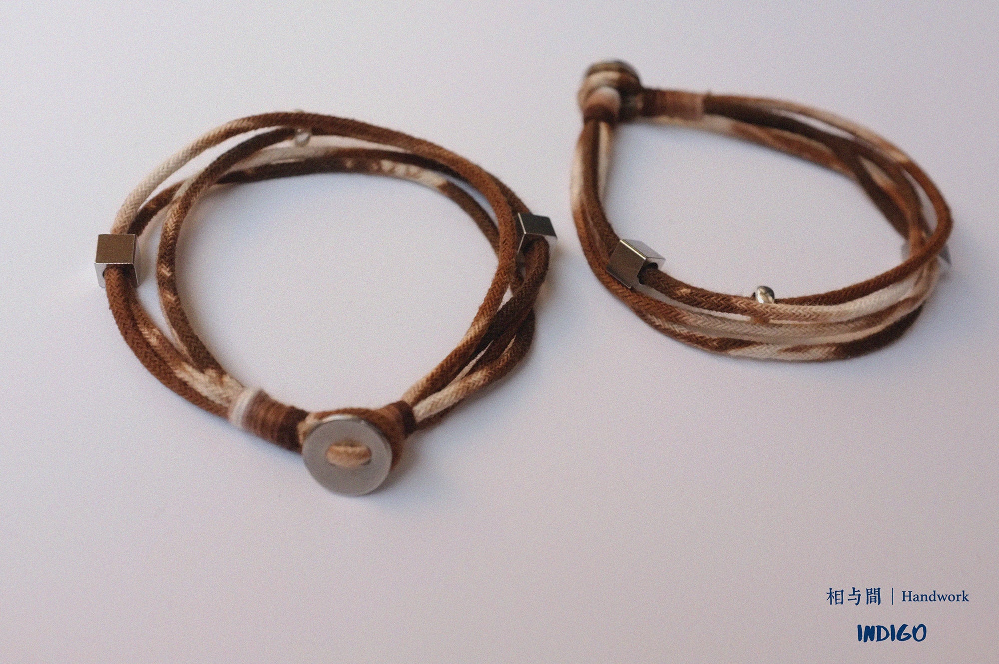 Original Design Multi-Layer Plant Dyed Cotton and Linen Handmade Bracelet 925 Silver Niche Tie-Dye Couple Bracelets