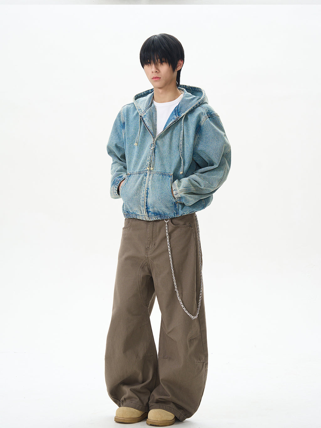 American High Street Hooded Denim Jacket for Men, Trendy Brand with High-End Feel, Cool and Unique Jacket for Couples