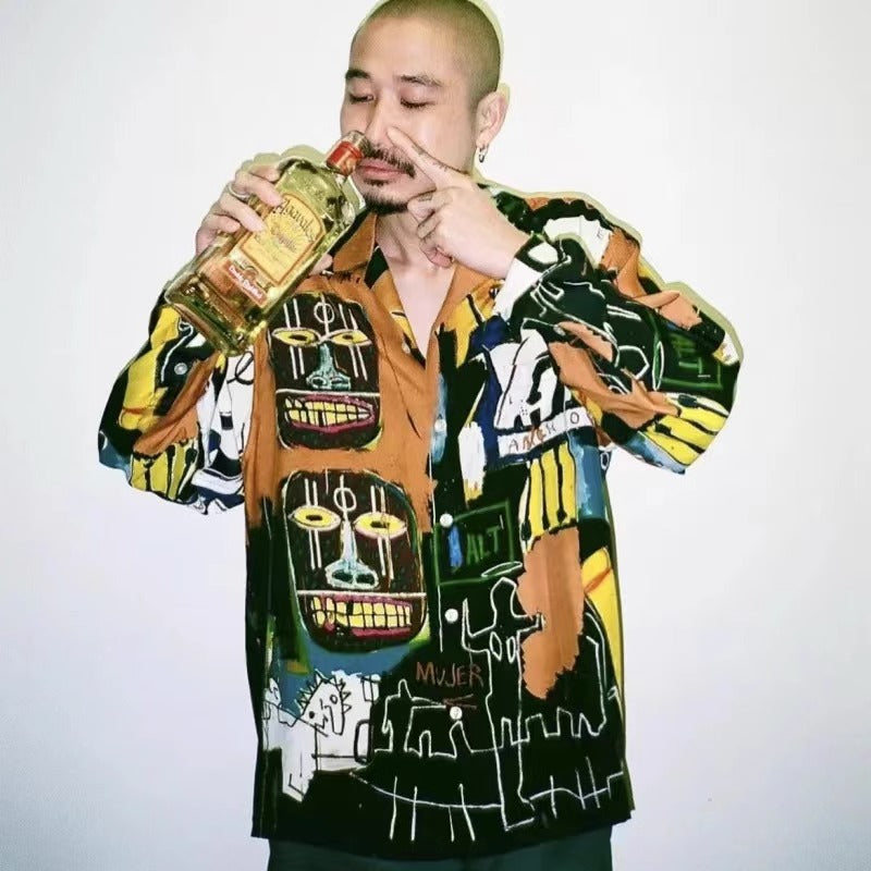 Wacko Maria Basquiat Print Long-Sleeve Shirt – Japanese Retro Graffiti (Unisex)