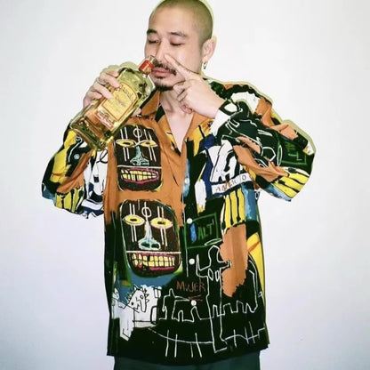 Wacko Maria Basquiat Print Long-Sleeve Shirt – Japanese Retro Graffiti (Unisex)