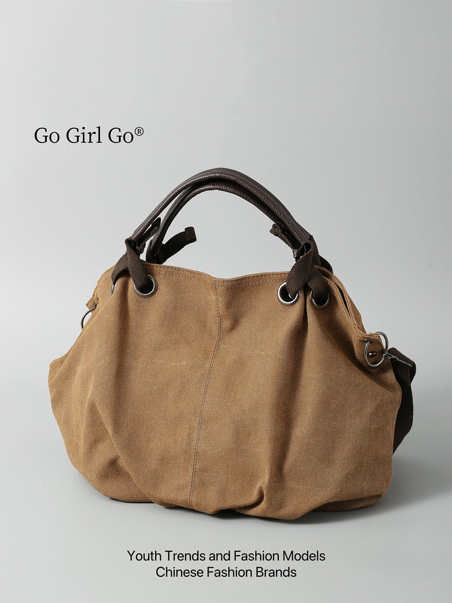 2025 New American Style Workwear Retro Commuter Large Bag Crossbody Canvas Tote Bag Melard Color Series Tote Bag