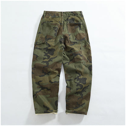 Men's American Retro Logging Work Pants - Loose Straight Washed Cotton Camouflage Casual Pants