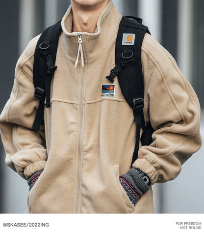 Men's Winter Fleece Cardigan - Trendy Loose BF Style Stand Collar