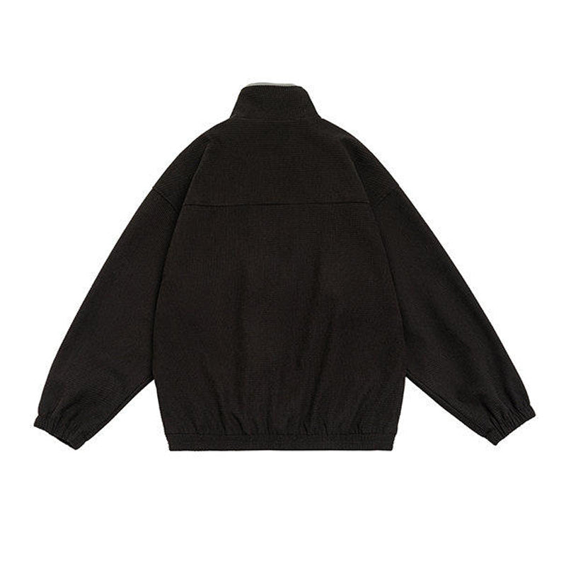 Corduroy Jacket – Contrast Stand Collar & Pocket Trim | Yamalinclothes