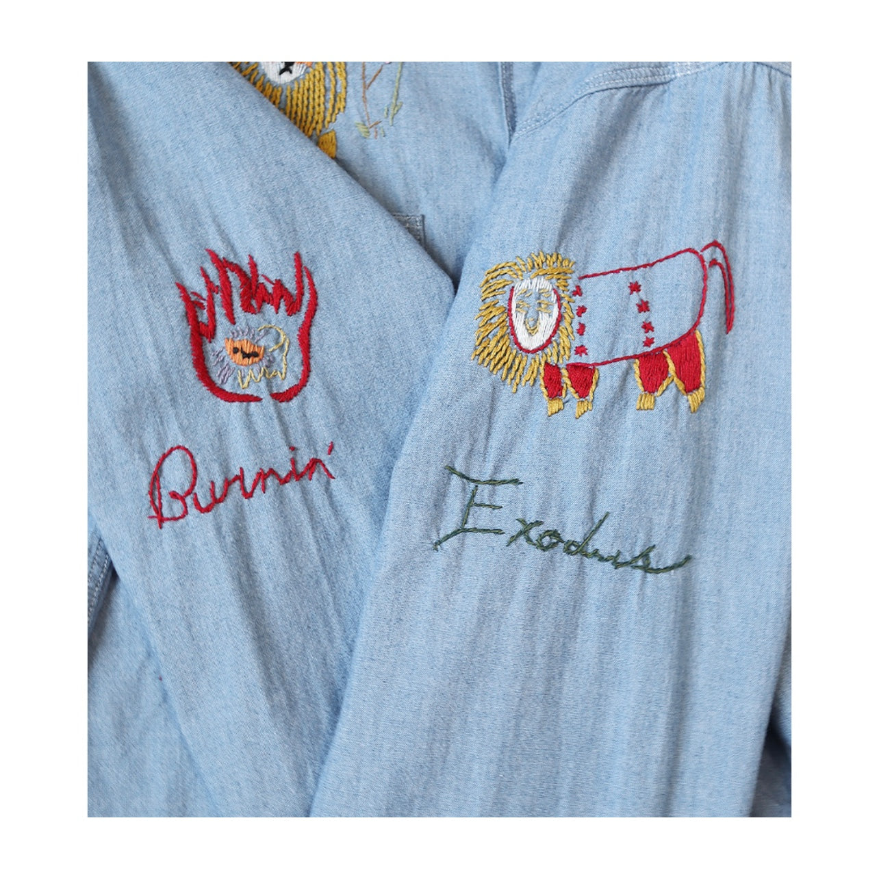 25AW Japanese Style Casual Lion Floral Embroidery Turn-down Collar Cotton Long Shirt
