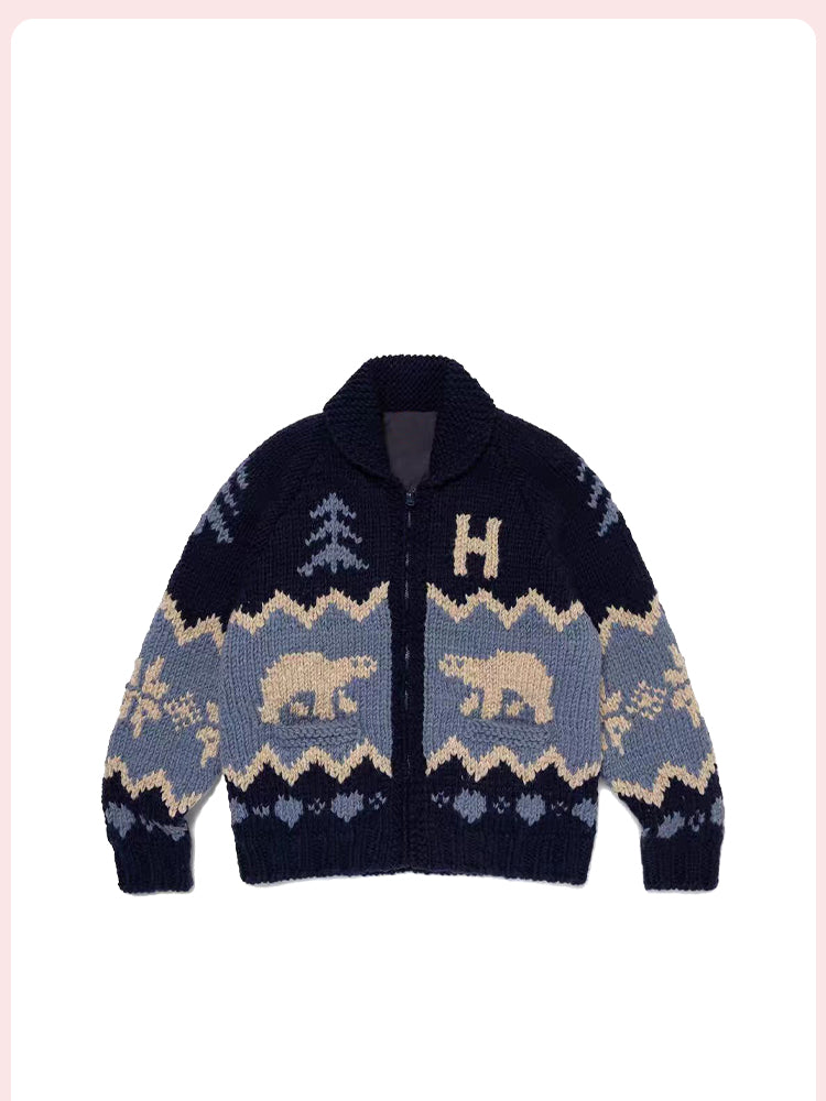 “Nuto Polar Bear Fair Isle” Jacquard Sweater – Loose High-End Winter Knit Unisex