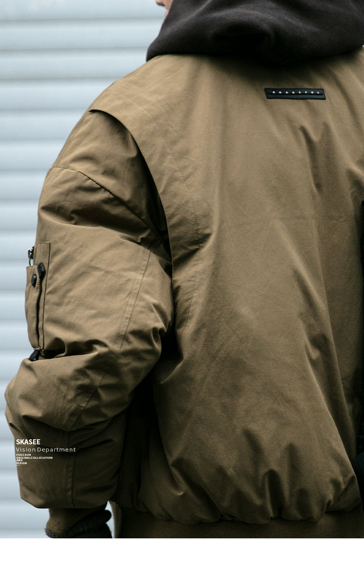 American Style Trendy Brand 90 White Duck Down Workwear Flight Jacket Down Jacket Men Winter Loose Thickened Warm Short Coat