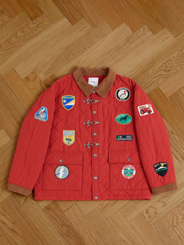 Multi-Emblem Embroidery Vintage Quilted Lightweight Cotton Jacket