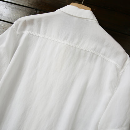 Cool Antibacterial Linen/Lyocell Men's Summer Turn-down Collar Loose Casual Short Sleeve Shirt Top