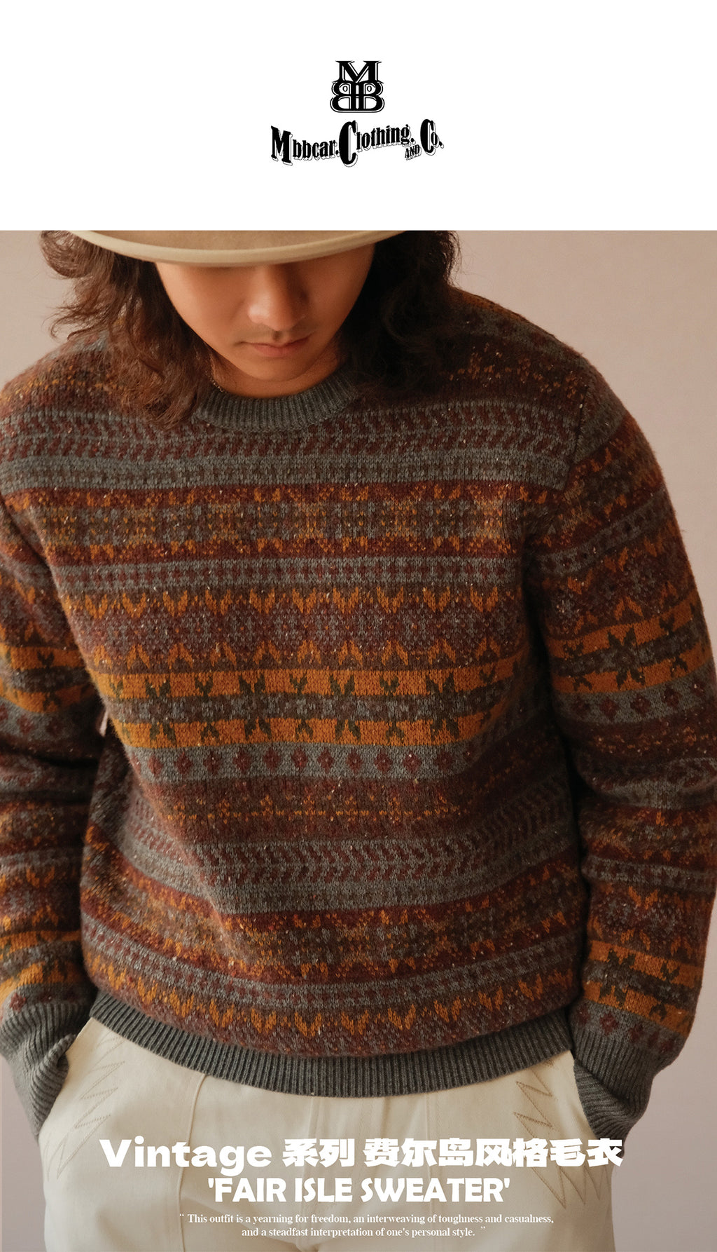 Vintage Fair Isle Wool-Blend Crewneck Sweater – British Heritage Style (Unisex)