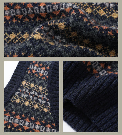 British-Retro Fair Isle Wool Vest – Idle Style Jacquard (Unisex)