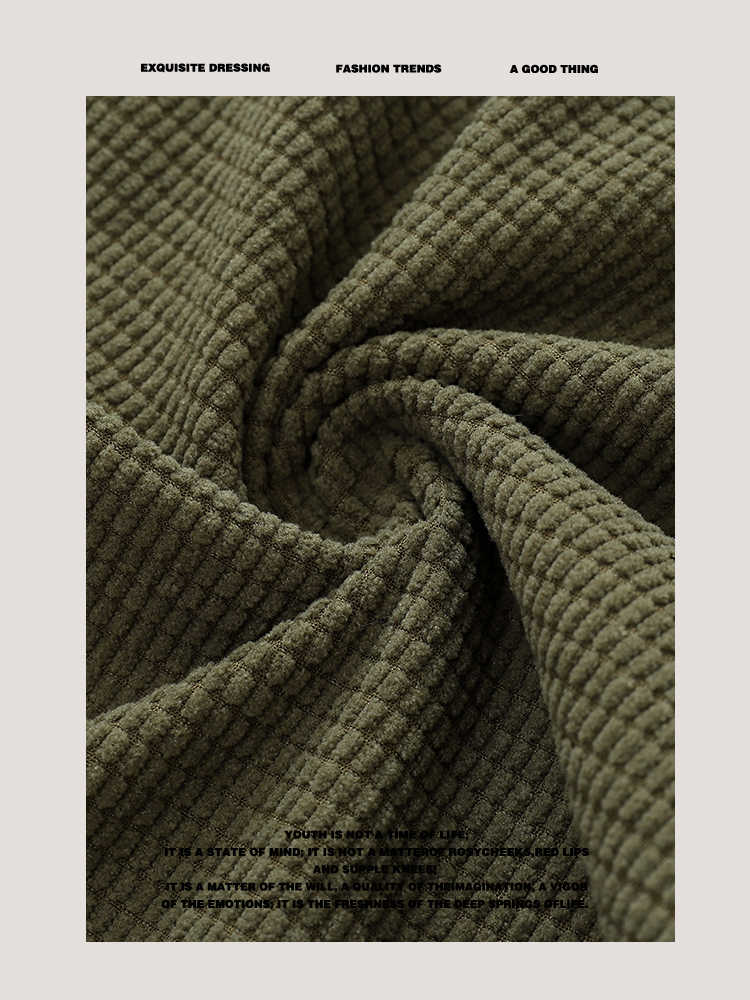 Vintage Neutral Waffle Knit Long Sleeve Shirt – Spring/Autumn Unisex Casual