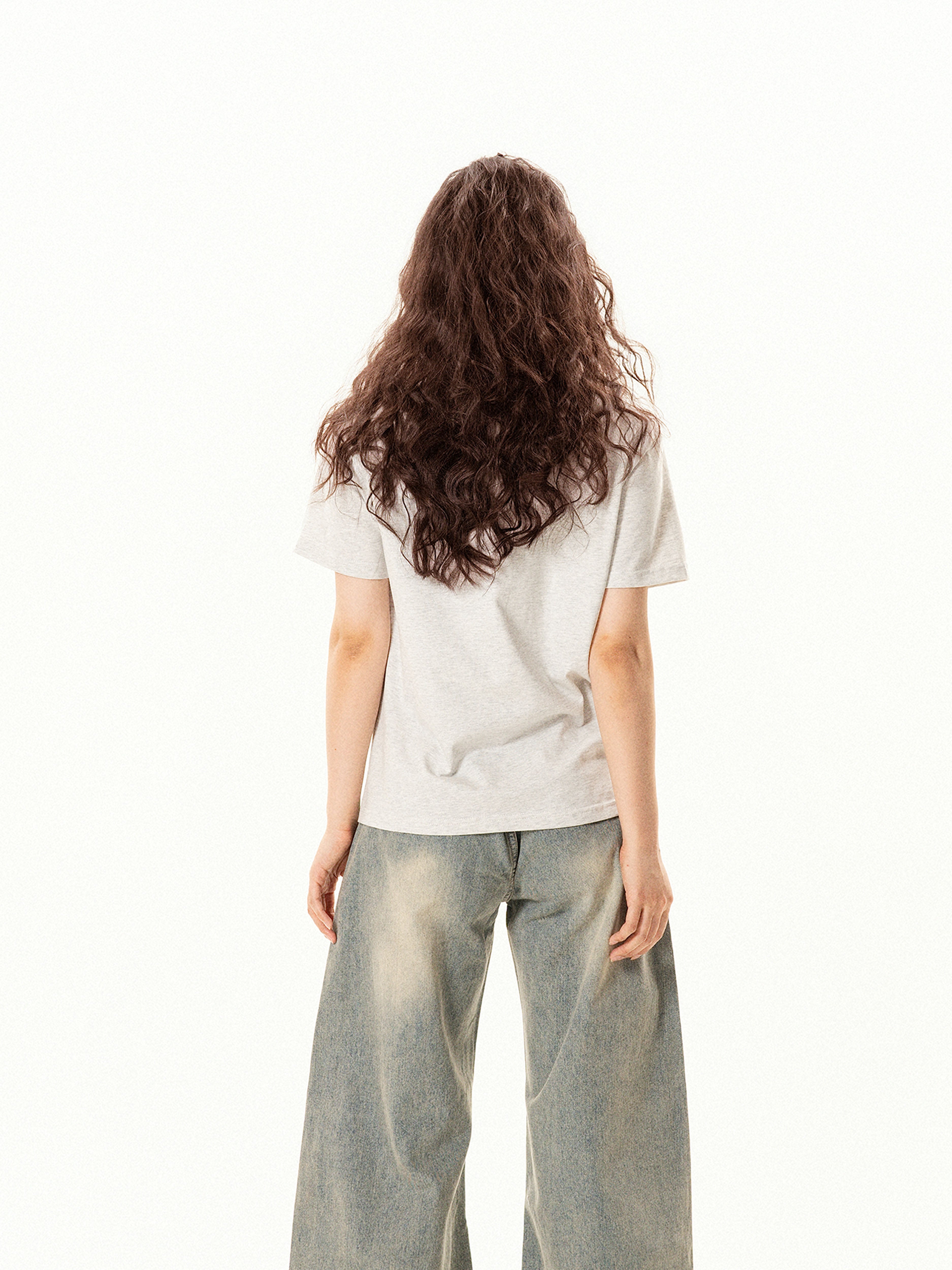 Vintage Fun Cartoon Print Regular Shoulder Short Sleeve T-Shirt for Women Summer Niche Design Slim Fit Top