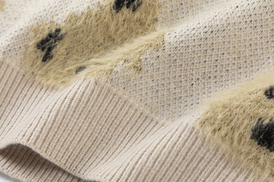 Color-Block Cartoon Puppy Knitted Sweater – Designer Brand Unisex