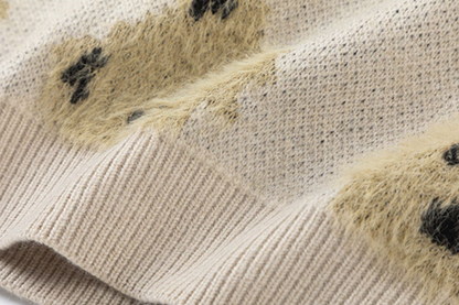 Color-Block Cartoon Puppy Knitted Sweater – Designer Brand Unisex