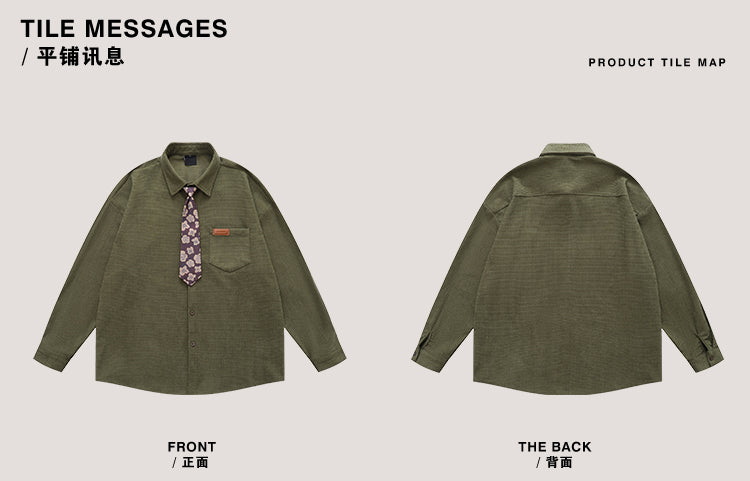 Vintage Neutral Waffle Knit Long Sleeve Shirt – Spring/Autumn Unisex Casual