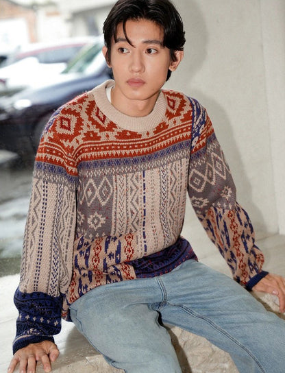 Vintage Neutral Waffle-Knit Long-Sleeve Shirt – Spring/Autumn Unisex Casual