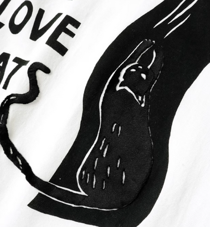 Japanese cat foam print pattern unisex loose crew neck short sleeve T-shirt