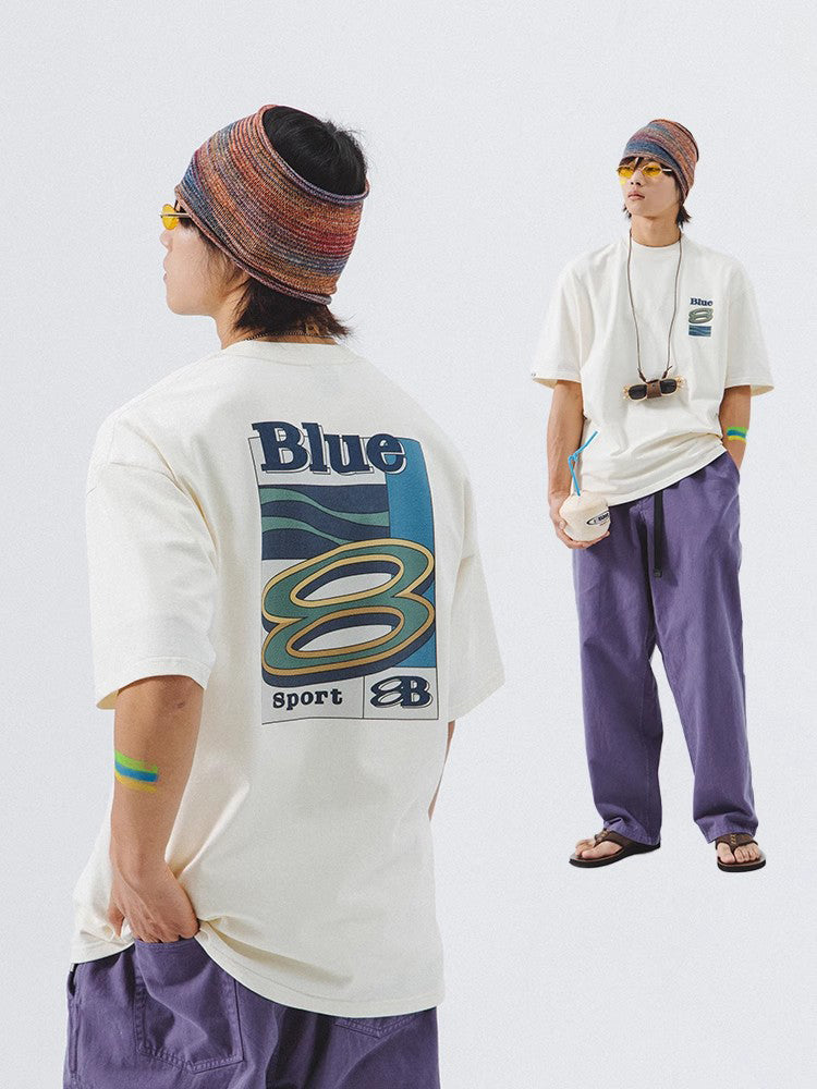 Lanqi Summer New Trend American Retro Heavy Cool T-Shirt Couple Short Sleeve Men