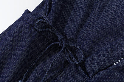 INDIGO STYLE Vintage Taoist Robe Denim Jacket - Two-Tone Oversized Coat (25AW)