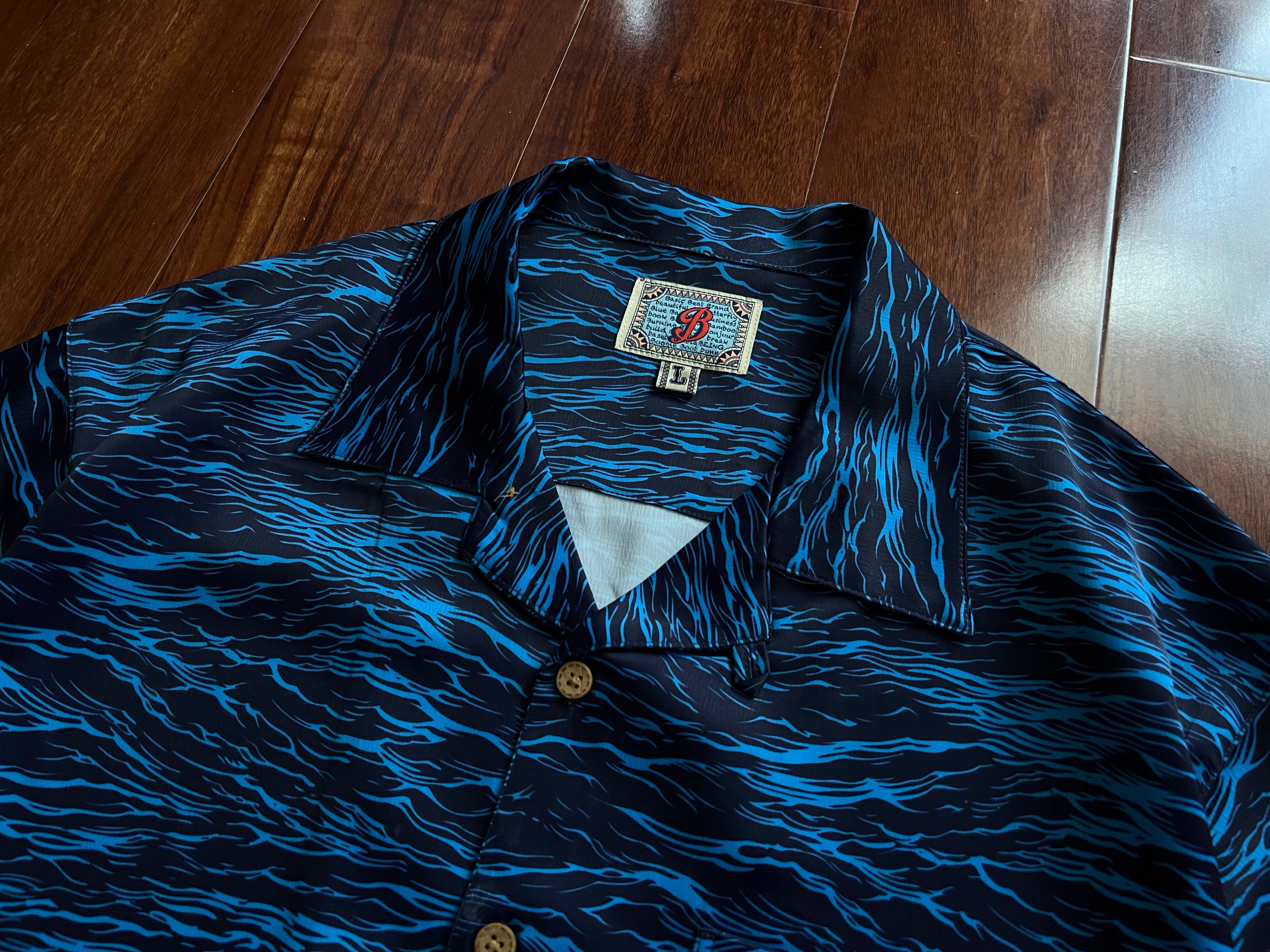 Ukiyo-E Patchwork Style Loose Drape Hawaiian Cuban Collar Printed Aloha Shirt Short Sleeve Shirt