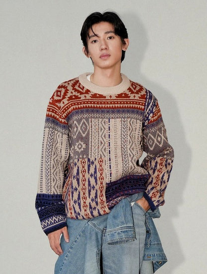 Vintage Neutral Waffle-Knit Long-Sleeve Shirt – Spring/Autumn Unisex Casual