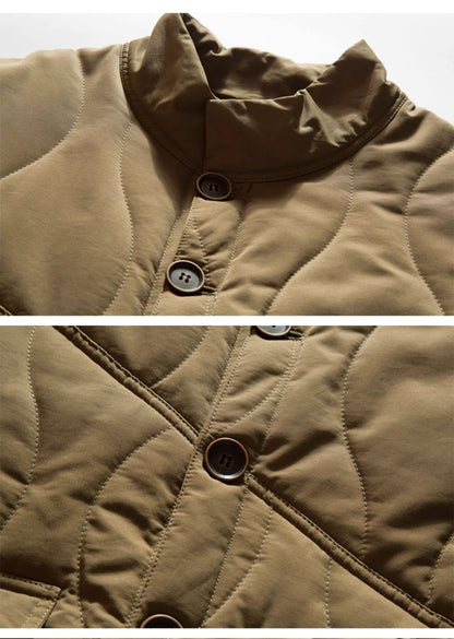 JOYZONE Japanese Retro Stand Collar Cotton Jacket - Large Pocket Workwear Coat (Men)