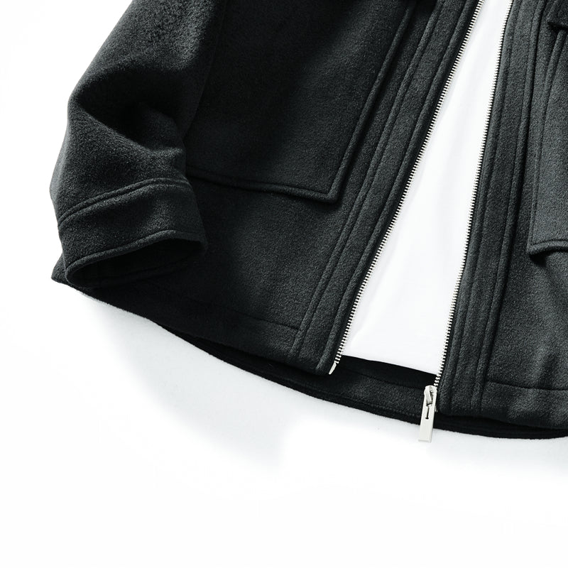 Korean Minimalist Workwear Jacket – Thickened 53% Sheep Wool, Turn-Down Collar for Autumn/Winter