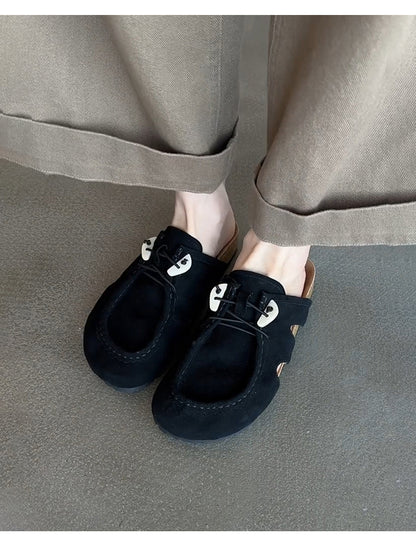 Women's Retro Birkenstock Shoes - Sheepskin Thick-Soled Flat Genuine Leather Suede Slip-On Shoes