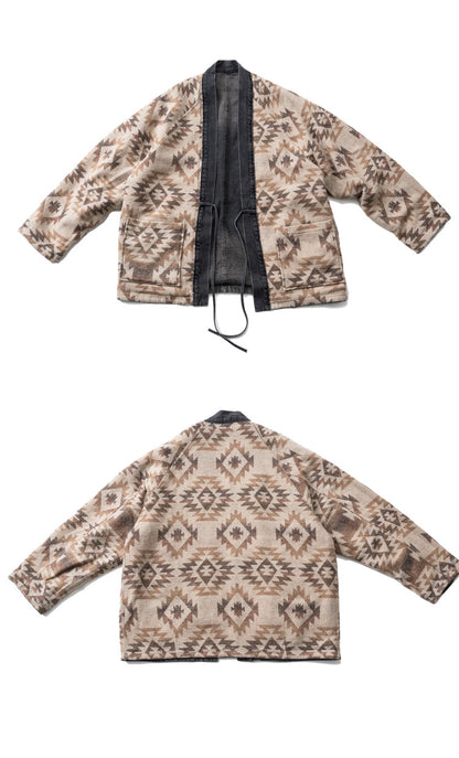 Vintage Ethnic-Style Reversible Denim Jacket – Japanese Retro Unisex Coat