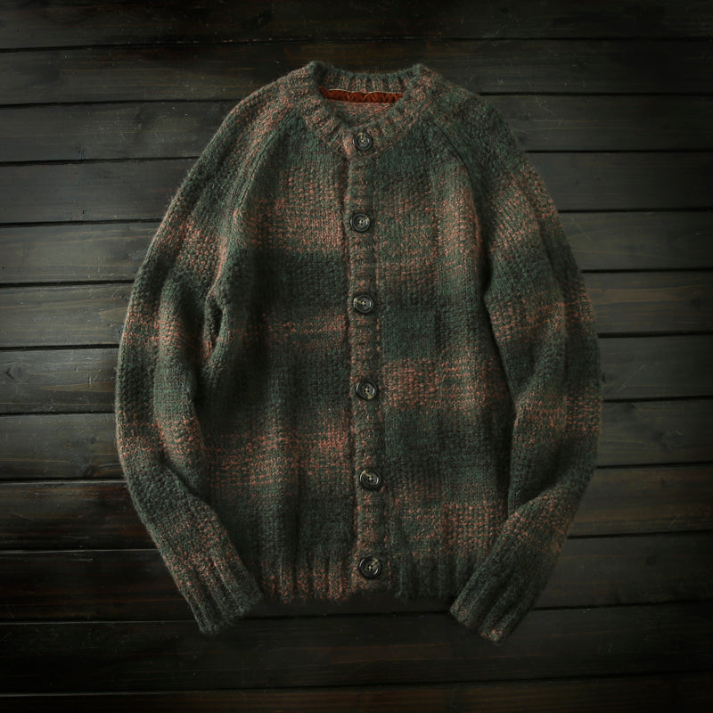 Italian-Order Mohair Wool Cardigan – Heavy Knit Autumn/Winter Coat (Unisex)