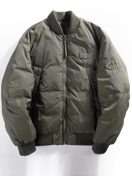 Men's High-End American Style Cotton Jacket - Autumn Winter Thickened Warm Casual Work Baseball Coat