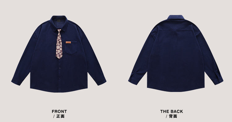 Vintage Neutral Waffle Knit Long Sleeve Shirt – Spring/Autumn Unisex Casual