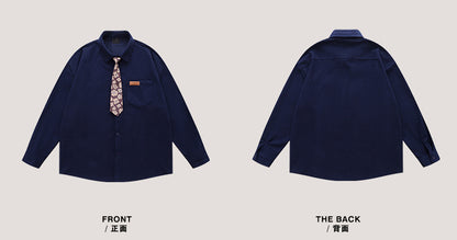 Vintage Neutral Waffle Knit Long Sleeve Shirt – Spring/Autumn Unisex Casual