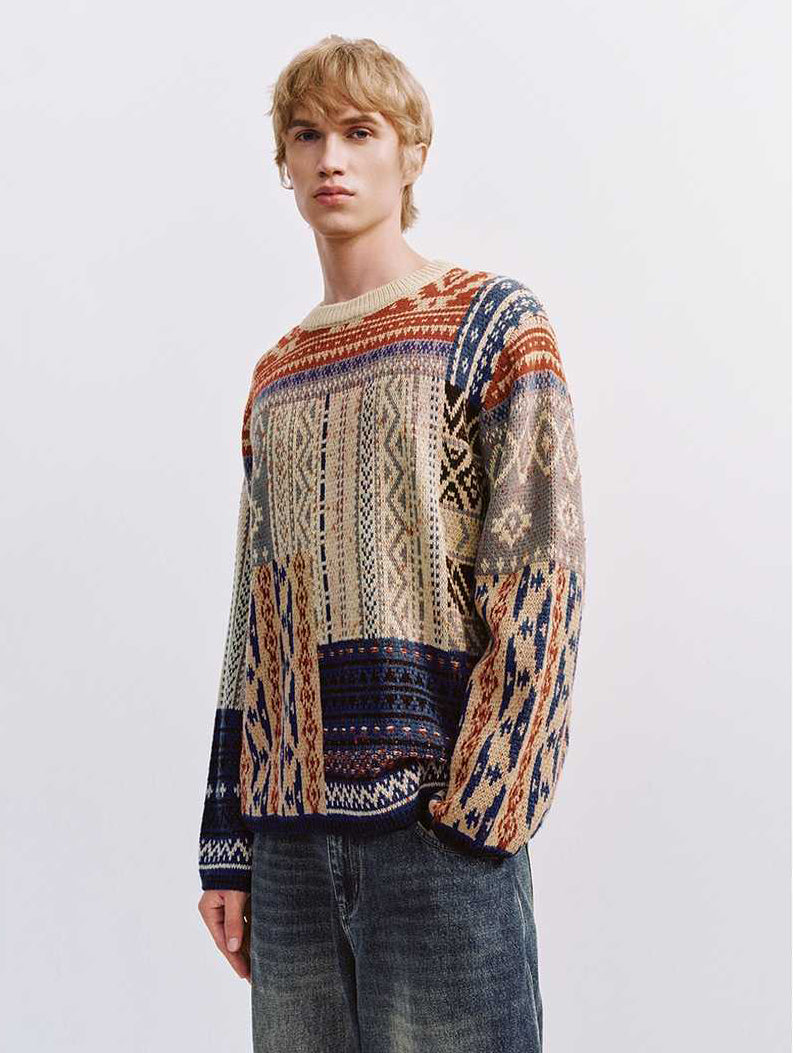 Vintage Neutral Waffle-Knit Long-Sleeve Shirt – Spring/Autumn Unisex Casual