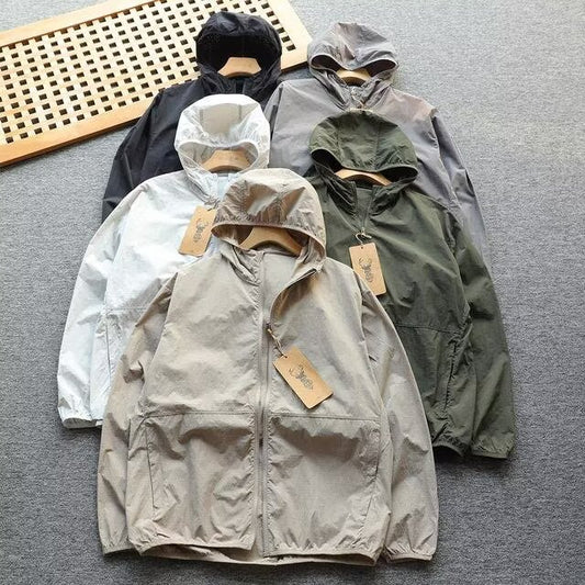 American Style Summer Hooded Sun Protection Jacket Versatile Breathable Unisex Lightweight Trendy Coat with a Sense of Design