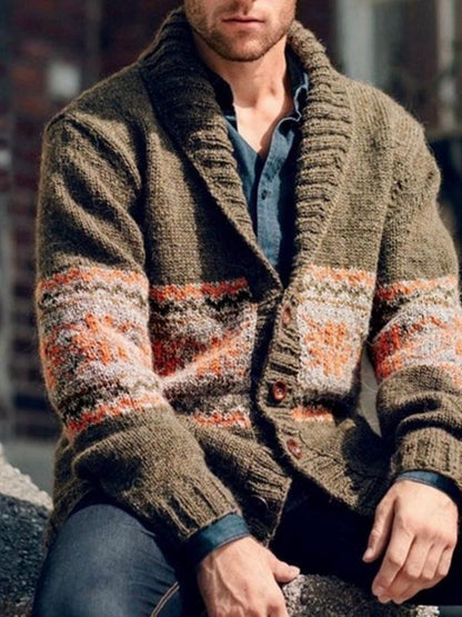 Turn-Down Collar Knit Cardigan Jacket – Long-Sleeve Plus-Size Sweater Coat (Unisex)