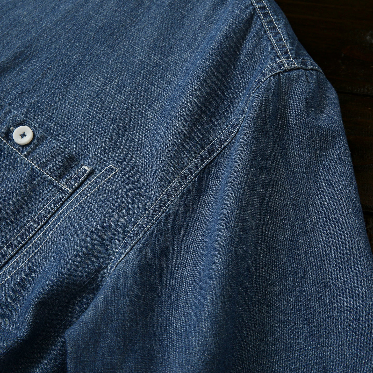 Pure Cotton Enzyme Wash! Export Surplus Men's Summer Turn-down Collar Denim Short Sleeve Shirt Top