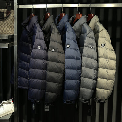 Men's Plus Size Lightweight High-Fluffy Down Jacket - Winter Stand Collar Warm Export Overstock Coat