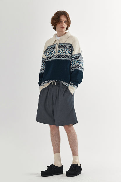 Coke Life Carpem Unisex Retro Fair Isle Sweater Jacket - Autumn Wool Zipper Loose Lazy Style Top