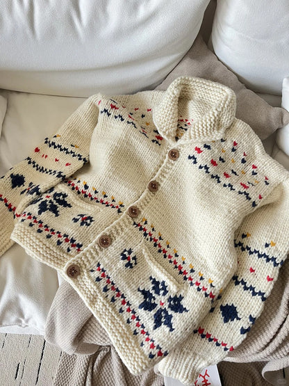 Vintage Neutral Waffle-Knit Long Sleeve Shirt – Spring/Autumn Unisex Casual