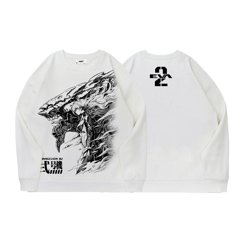 Evangelion Asuka Unit-02 Sweatshirt - Washed Vintage Cotton Crewneck (Unisex)