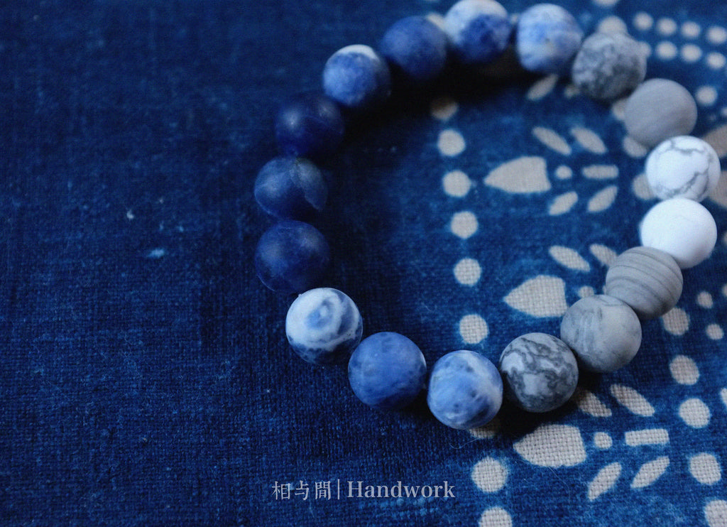 Original Planet Blue Vein Stone Bracelet Gradient Matte Stone Couple Artistic Mountain Sea Natural Bracelet