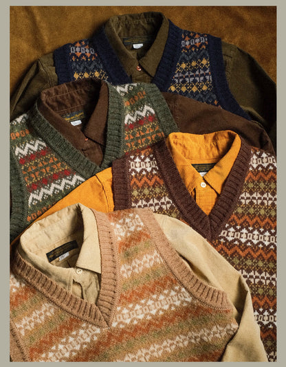 British-Retro Fair Isle Wool Vest – Idle Style Jacquard (Unisex)