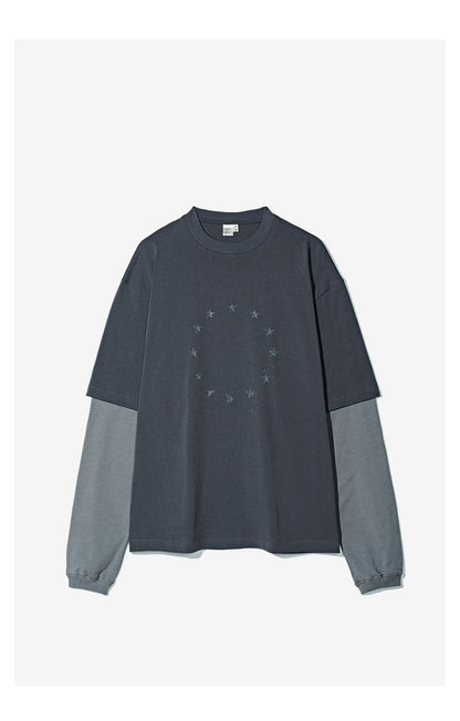 Vintage Two-Piece Look Striped Long Sleeve T-Shirt – Washed Cotton (Men)