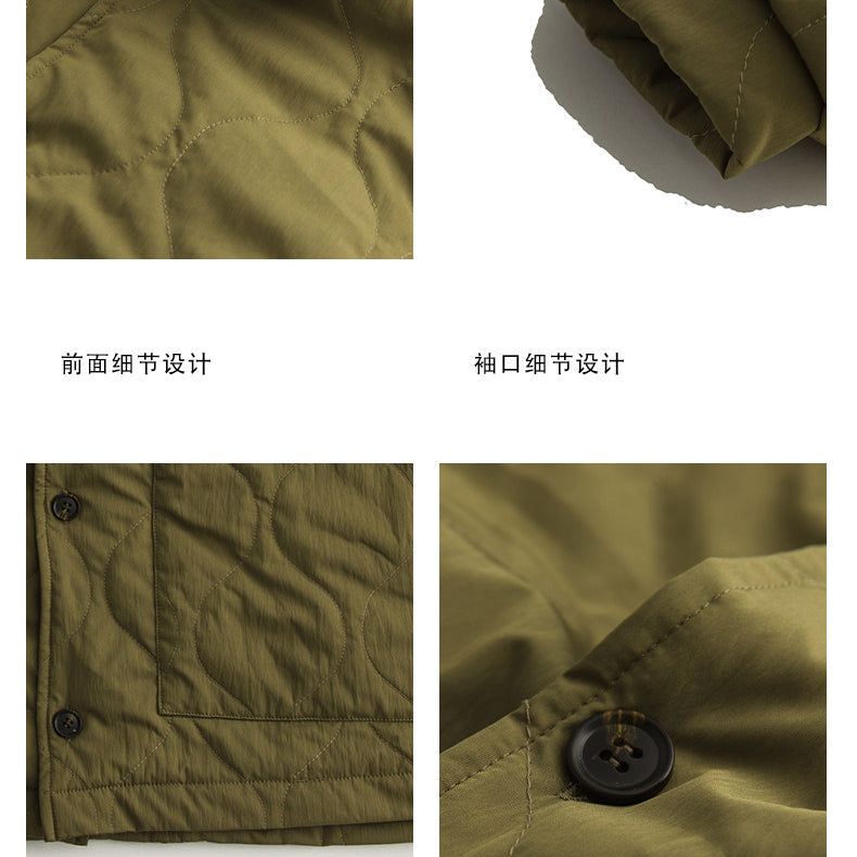 japanese Minimalist Quilted Cotton Jacket - Lightweight Couple Coat